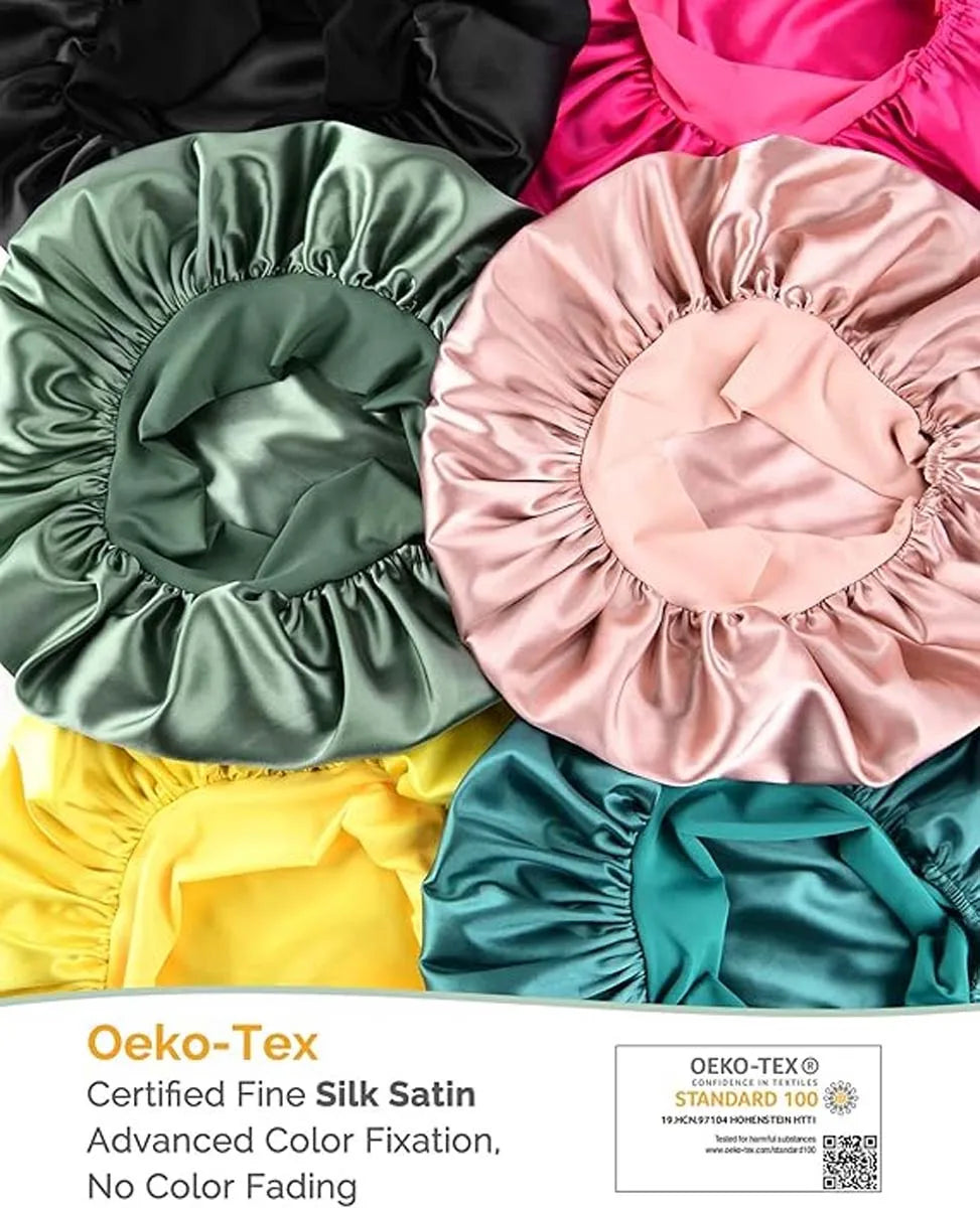 YANIBEST Adjustable Silk Bonnet for Sleeping Women Double Layer Satin Bonnet Reduce Friction Prevent Frizz Curly Hair